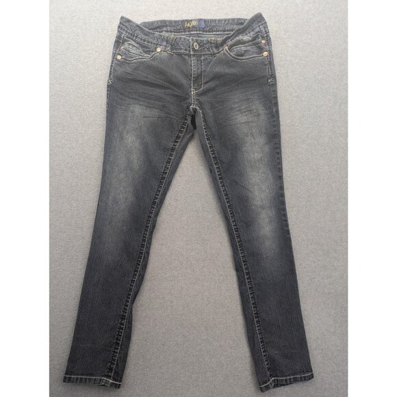 Angels Denim - Angels Jeans Juniors 13 Blue Dark Wash Low Rise Skinny Stretch Embroidered